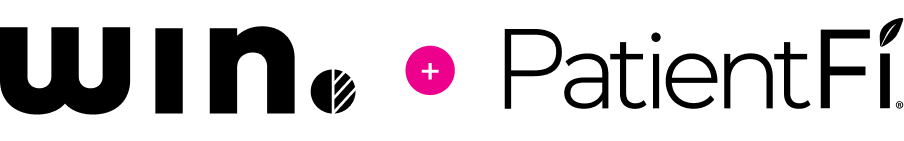 Smaller image of patients enjoing the ease of the online experience a black background with blue text